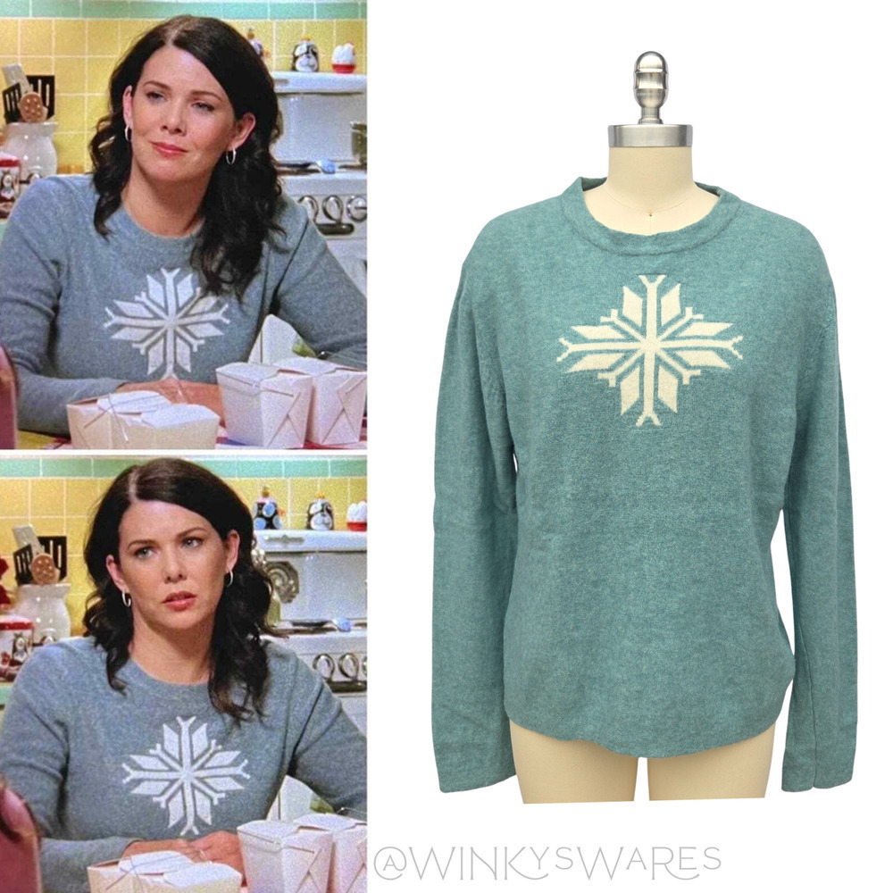 ASO Gilmore Girls Snowflake Sweater Size XL Blue Winter Lorelai Lambswool